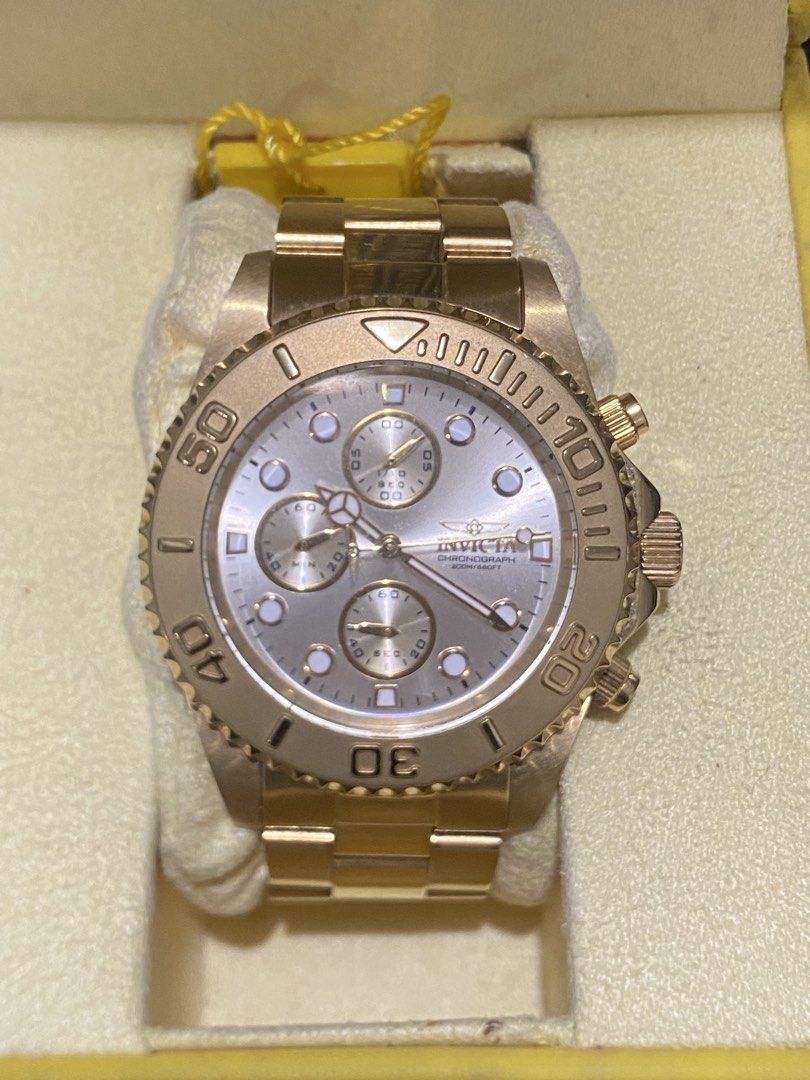 Invicta Pro Diver Chronograph Watch (Category: Men's Watches) located in Baguio. Submitted by josh_alfonso (Listing ID 1433739698, Image 2). Description: Invicta Pro Diver 1774 43.5mm case Quartz movement Rfs: Bought in 2016 but rarely wore it. Issue: Chronograph hands don’t point up anymore when chronograph is not in use. Location: Baguio City Local meetups or shipping via LBC Negotiable.