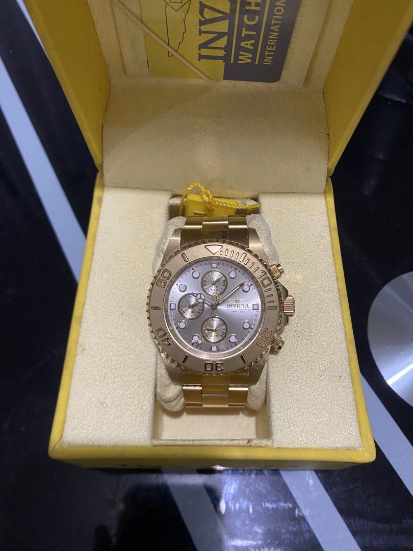 Invicta Pro Diver Chronograph Watch (Category: Men's Watches) located in Baguio. Submitted by josh_alfonso (Listing ID 1433739698, Image 1). Description: Invicta Pro Diver 1774 43.5mm case Quartz movement Rfs: Bought in 2016 but rarely wore it. Issue: Chronograph hands don’t point up anymore when chronograph is not in use. Location: Baguio City Local meetups or shipping via LBC Negotiable.