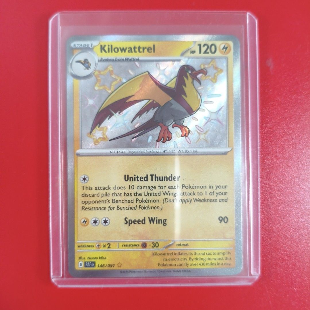 Kilowattrel Pokemon #146 Card - 146/097 Paldean Fates Baby Shiny, Hobbies &  Toys, Toys & Games on Carousell