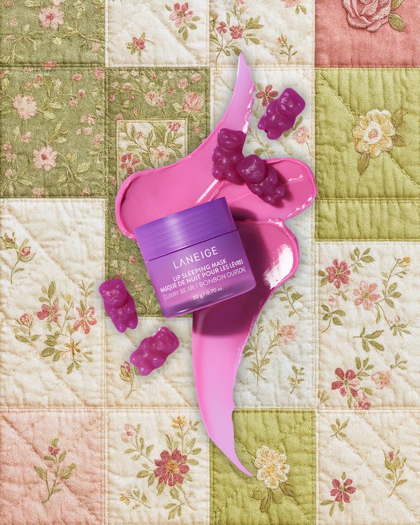 Laneige Lip Sleeping Mask - Gummy Bear (Category: Face Care) located in Muntinlupa City. Submitted by sacherisells (Listing ID 1433769411, Image 2). Description: - Laneige Lip Sleeping Mask (Gummy Bear flavor) - Overnight lip treatment - 20g / 0.70 oz jar - Purple jar packaging - Pink color - Gummy bear scent.