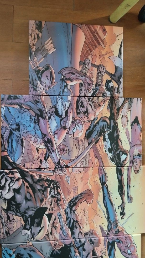 Marvel Comics Canvas Wall Art (Category: Art & Prints) located in Antipolo. Submitted by PickClickShip (Listing ID 1433680343, Image 2). Description: Preloved 5pcs Marvel Wall Canvas Wall Decor With wooden frame base - Marvel Comics canvas wall art - Features Spider-Man, Captain America, and Wolverine - Multi-panel design - Shows frame construction on the back - lightweight - mint condition - shipped from Australia - Very minor Issue: just need t