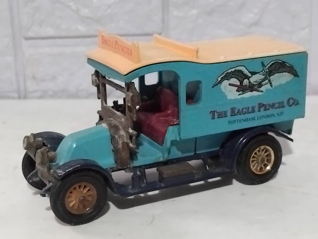 Matchbox Y25 Renault Eagle Pencil Co. Toy Car (Category: Vehicle & Diecast Models) located in Bulacan. Submitted by rowmon24 (Listing ID 1433783055, Image 1). Description: - Vintage Matchbox Y25 Renault toy car - Features Eagle Pencil Co. logo - Made in England - Color: Light blue body with cream roof - Gold-colored wheels - From the Models of Yesteryear series.