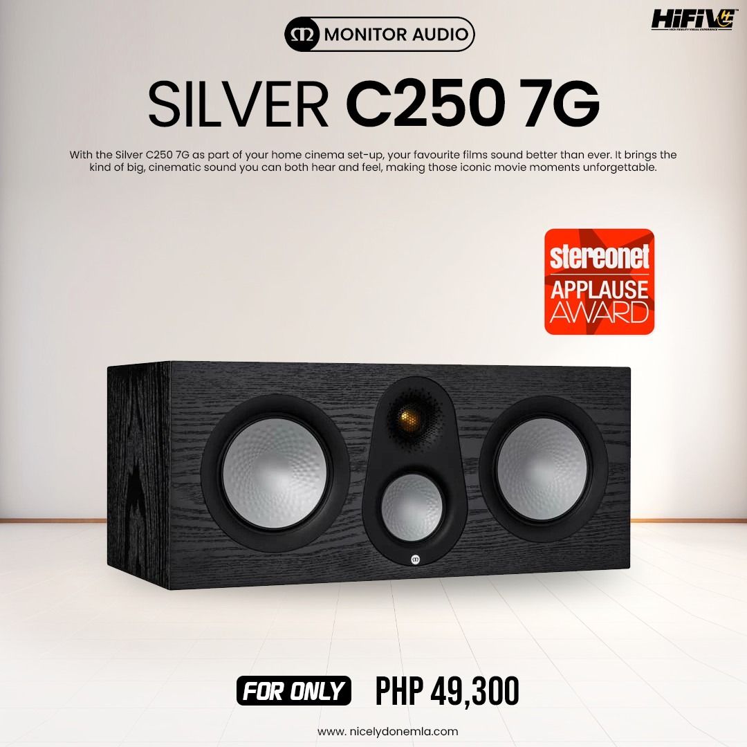 Monitor Audio Silver C250 7G (Category: Soundbars, Speakers & Amplifiers) located in Quezon City. Submitted by hifivebynicelydone (Listing ID 1433593091, Image 1). Description: Upgrade your home cinema with the Monitor Audio Silver C250 7G 🎬🔊 Experience crystal-clear dialogue, rich detail, and powerful cinematic sound right in your living room. Award-winning performance that brings every scene to life. Perfect for movie lovers and audiophiles l