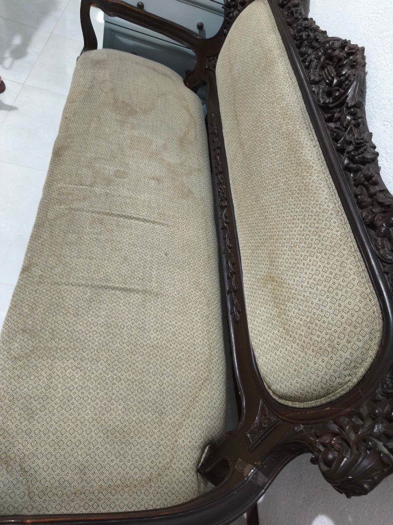 RUSH ✨Gorgeous Narra Woodwork 4 seater couch (Category: Sofas) located in Tagaytay City. Submitted by euniquefinds (Listing ID 1433711386, Image 2). Description: Solid Narra #wood #couch Gorgeous wood work just needs reupholstery for a more modern look slightly nego pa for allowance for shipping♥️ Narra furniture is highly prized as an heirloom-quality investment, primarily due to its extreme durability, natural pest resistance, and unique aesthe