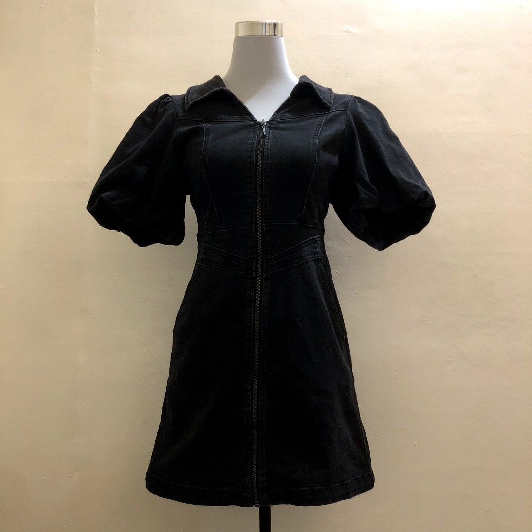ONLY Jeans Black Denim Dress (Category: Dresses) located in Surigao. Submitted by winterr_solstice (Listing ID 1433727918, Image 1). Description: CONDITION: Like New (10/10) Color: Charcoal Black Size: S-SM Laid flat measurements Bust: 34 inches Waist: 27-28 inches Length: 32 inches * Collared * Zipper Down * Short Sleeves * Puffed Sleeves * Garterized Sleeves * Side Pockets * Semi-Stretchable * Garterized Back Waist * M on Tag * Brand: ONLY JEAN
