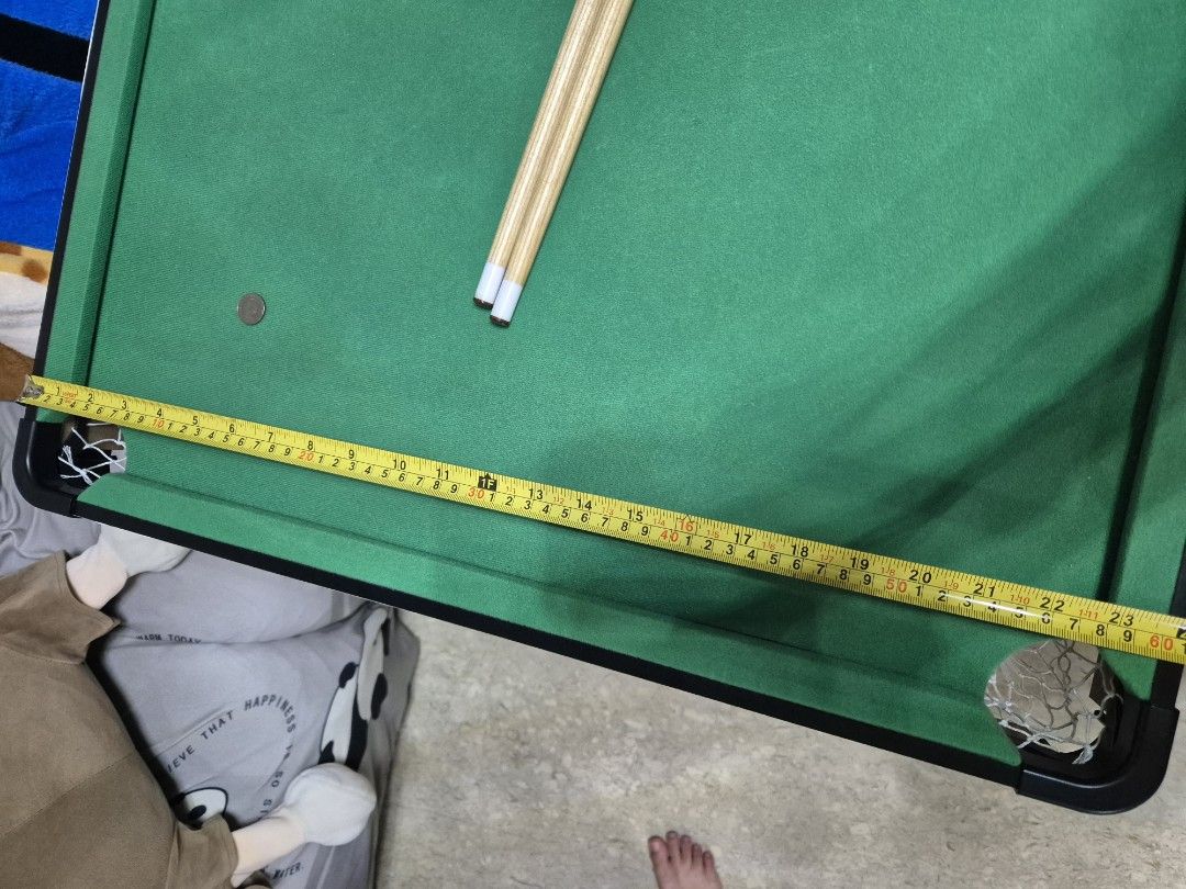 Pool table (Category: Billiards & Bowling) located in Singapore. Submitted by shopper_psyduck (Listing ID 1433713643, Image 3). Description: - Pool table with accessories included - Comes with balls and cues - Well-maintained condition - Ready for immediate use - Great for home entertainment - Able to fold for storage Open Length 122cm x width 63cm x height 68.5cm.