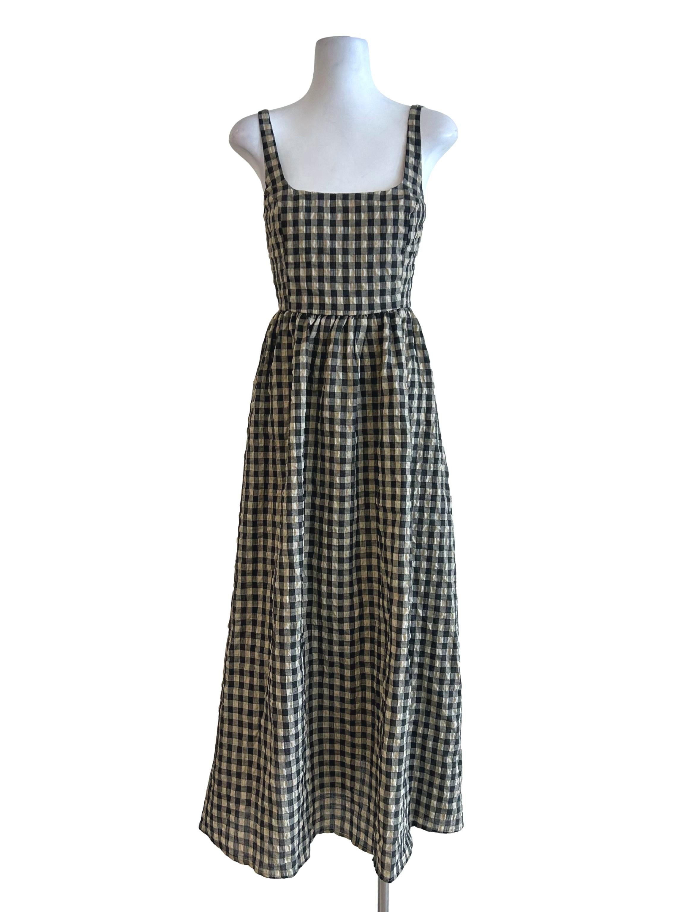 green emerald velvet dress Frankey Strapless Drop Waist Maxi Dress | Green Check | Womens main image 1