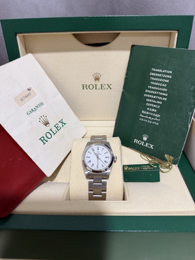 Rolex OP 31 (Category: Luxury Watches) located in Quezon City. Submitted by jvwatchesmanila1998 (Listing ID 1433654814, Image 2). Description: Rolex Oyster Perpetual 31 White Roman Dial 31mm Ref 67480 Year June 1996 White Roman Dial With Original Certificate RARE ELEGANT PIECE! Inclusions: Original Certificate, green hangtag, booklet, presentation box PhP 338,000 very negotiable Always open for authentication JVWatches Manila #JVWatches.