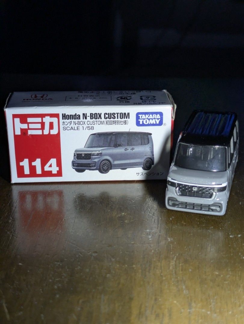 TOMICA HONDA N-BOX CUSTOM NO.114 (Category: Vehicle & Diecast Models) located in San Pedro. Submitted by bibimbo (Listing ID 1433621573, Image 1). Description: Preloved, Unsealed model. Good for gifts or display. Gcash payment, J&T Shipping..