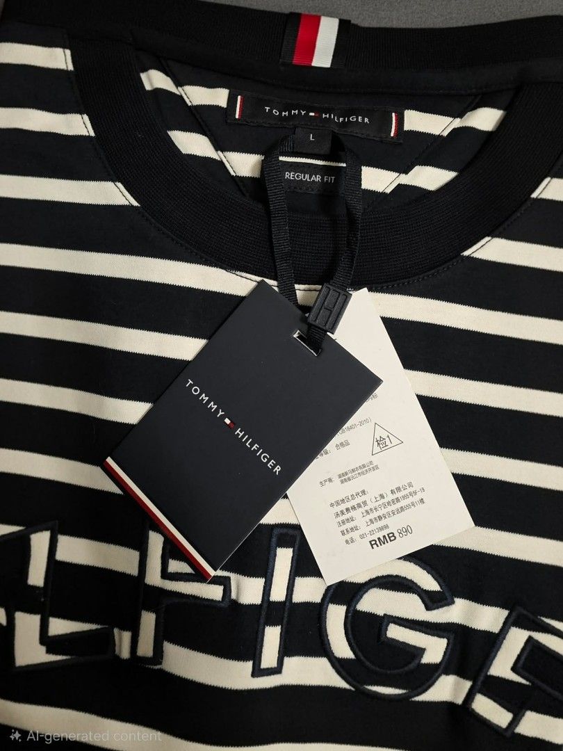 Tommy Hilfiger Striped T-shirt (Category: Tshirts & Polo Shirts ) located in Antipolo. Submitted by tikboy5112 (Listing ID 1433582873, Image 2). Description: - Tommy Hilfiger striped t-shirt - Size: L - Condition: Brand New/ Original - Color: Navy and white stripes - Features Tommy Hilfiger logo - Style: Crew neck, short sleeves - Fit: Regular.