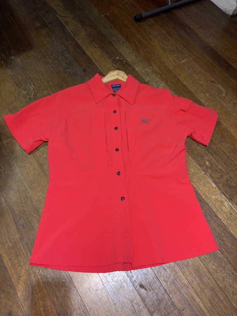 Vintage Arcteryx polo (Category: Shirts) located in Quezon City. Submitted by bigbert99 (Listing ID 1433718215, Image 2). Description: Arc’teryx Women’s Technical Hiking Shirt – Ventilated / Lightweight (XL) Rare Arc’teryx technical short sleeve shirt – perfect for hiking, travel, and everyday wear. Details: - Brand: Arc’teryx - Size: Women’s XL (see measurements below) - Color: Bright Red - Condition: : no holes, minor signs of use Features: - L