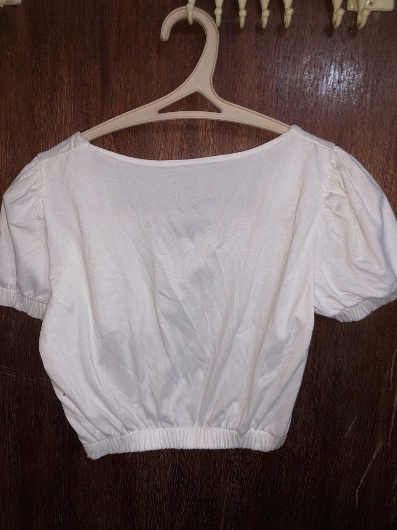 White-on-white bundle Set Top and Bottoms (Swipe left) (Category: Sets or Coordinates) located in Manila. Submitted by decluttermt (Listing ID 1433628902, Image 3). Description: 🤍 White-on-white bundle = instant clean girl fit •Includes: 1 white cropped blouse + 1 white denim shorts •Cropped top features a soft V/sweetheart neckline with ruched detail = super flattering •Puff sleeves add that cute, feminine touch ✨ •Stretchy waistband on the top