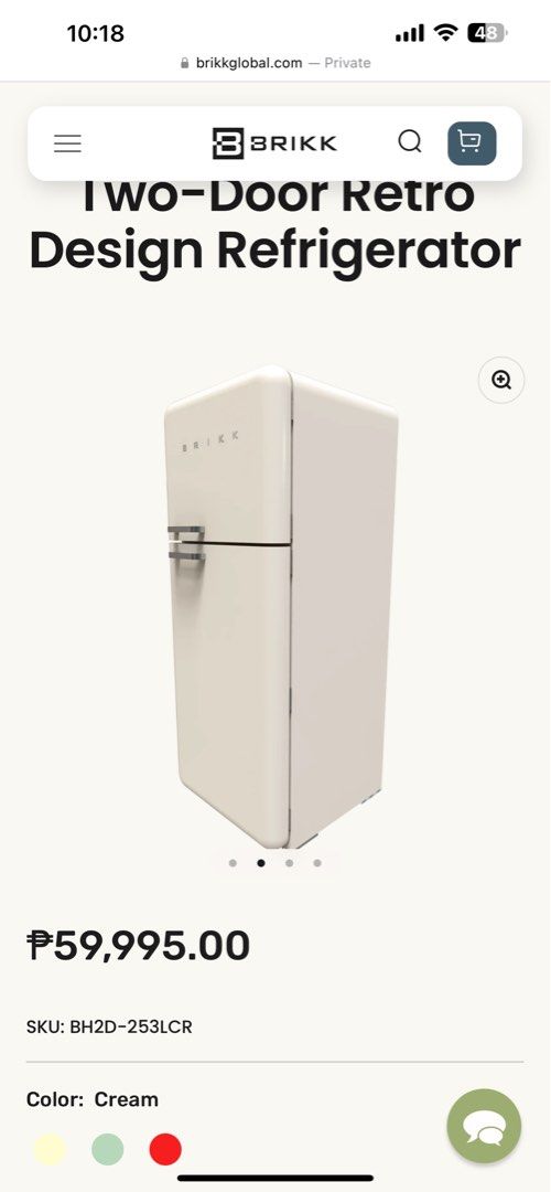 Brikk Two-Door Retro Design Refrigerator (Category: Refrigerators and Freezers) located in Cainta. Submitted by rsshopacc (Listing ID 1433928410, Image 2). Description: Rarely used! Brikk Two-Door Retro Design Refrigerator Smeg dupe for a fraction of the price!!! 😁🤍 Color: cream Rfs: upgrade.