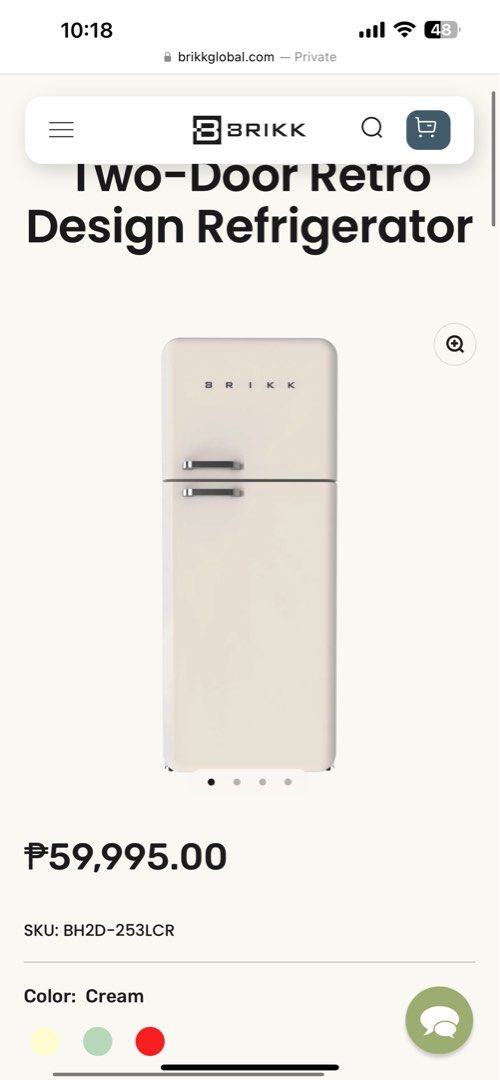 Brikk Two-Door Retro Design Refrigerator (Category: Refrigerators and Freezers) located in Cainta. Submitted by rsshopacc (Listing ID 1433928410, Image 3). Description: Rarely used! Brikk Two-Door Retro Design Refrigerator Smeg dupe for a fraction of the price!!! 😁🤍 Color: cream Rfs: upgrade.