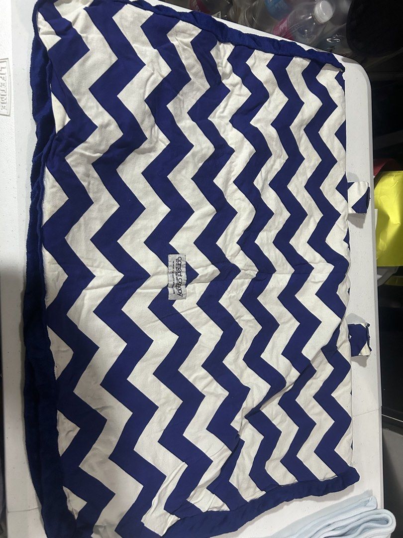 Car Seat Canopy - Blue Chevron (Category: Car Seats) located in Paranaque City. Submitted by allthatclutterph (Listing ID 1433907492, Image 2). Description: - Stylish blue and white chevron pattern - Designed to cover a car seat - Provides shade and protection - Made by Carseat Canopy - Soft and durable fabric - Soft, textured interior - Button closures for secure fit - Designed for car seat protection from the sun/light - Thick material Www.cars