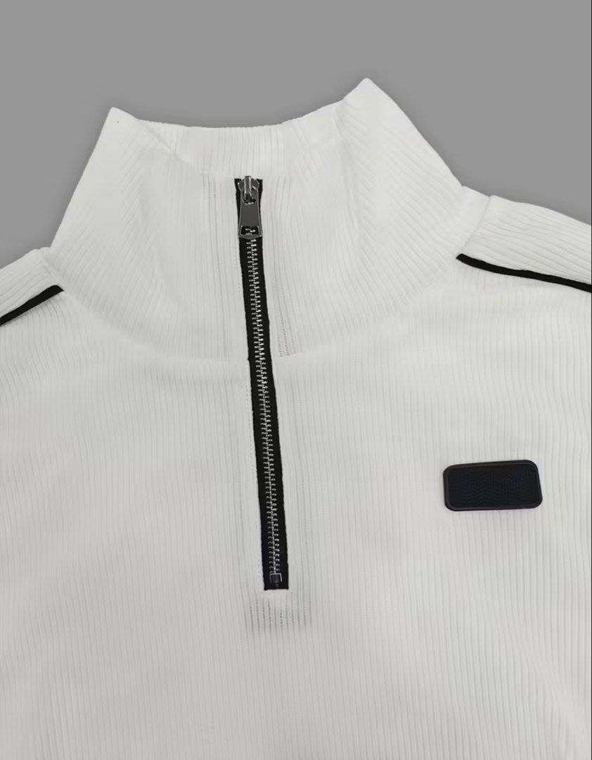 Selling Low! White Coord Set Tracksuit (Category: Sets or Coordinates) located in Cebu City. Submitted by itsmegeecebu (Listing ID 1433795677, Image 3). Description: - Stylish white tracksuit - High-neck zip-up top with black trim - Matching straight-leg pants with black trim -Top worn once. -Bottom was never used - Sale Price: ₱2,158 (Original Price: ₱2,590).