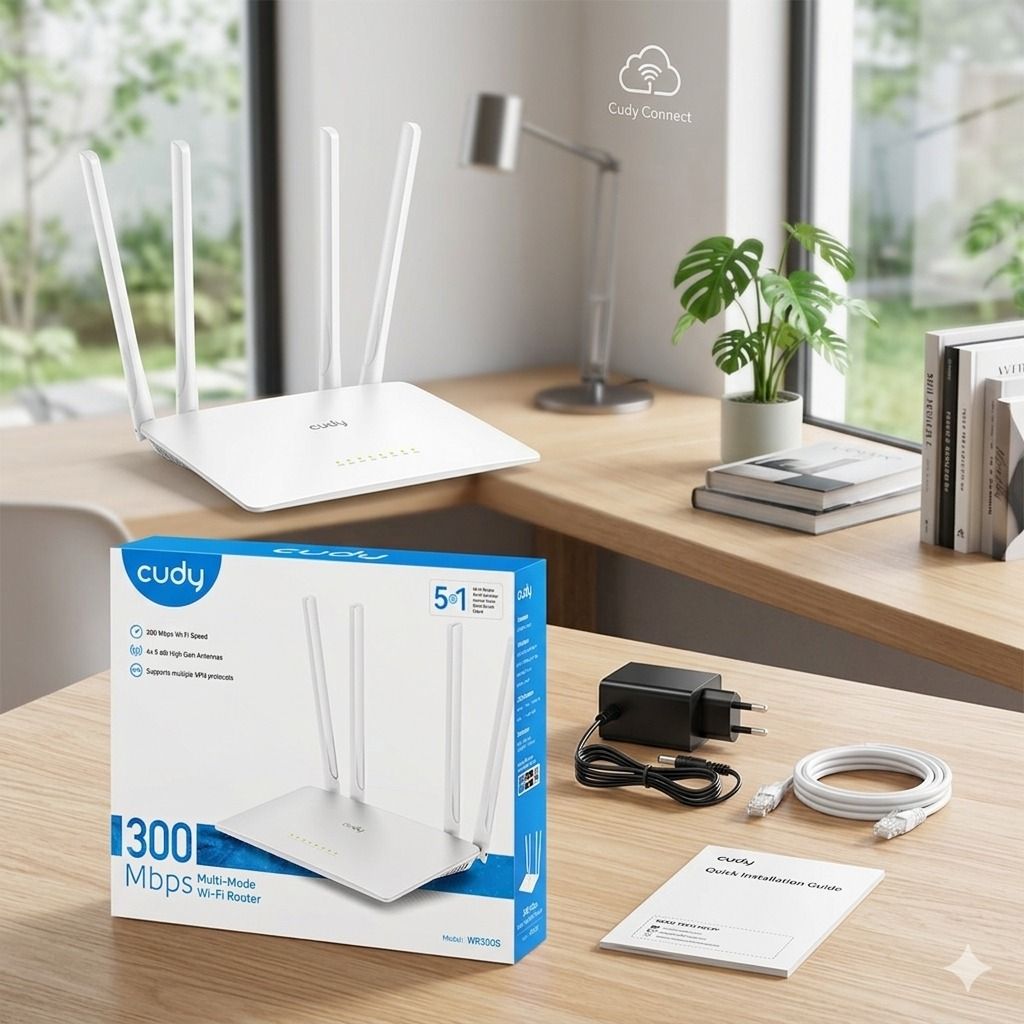 Cudy 300S Multi-Mode Wi-Fi Router (Category: Networking) located in Manila. Submitted by sams_store_904 (Listing ID 1433858510, Image 1). Description: *300 Mbps Wi-Fi 1 *5× Fast Ethernet Ports *Covers 90 m² (950 ft²) 2 *Router/AP/RE/WISP/Client/Mesh Modes *VPN Client of WireGuard, PPTP, L2TP *Cudy App.