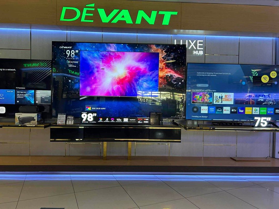 DEVANT LED SMART TV (Category: TV) located in Quezon City. Submitted by annys.online (Listing ID 1433931880, Image 2). Description: DEVANT LED SMART TV SMART LED TV 32STW105-8,800 43STW105-13,600 UHD TV 43UHD206- 15,100 55UHW201-19,000 55UHD206- 21,000 65UHD206-28,600 75UHD206-39,700 QUANTUM TV 50QUHV06-21,450 55QUHV06- 23,000 65QUHV06- 32,000 85QUHV06- 69,900 50QUHW01-18,200 75QUHW201-42,000 98UHW201-104,800 free sb50 Brand new and sealed with w