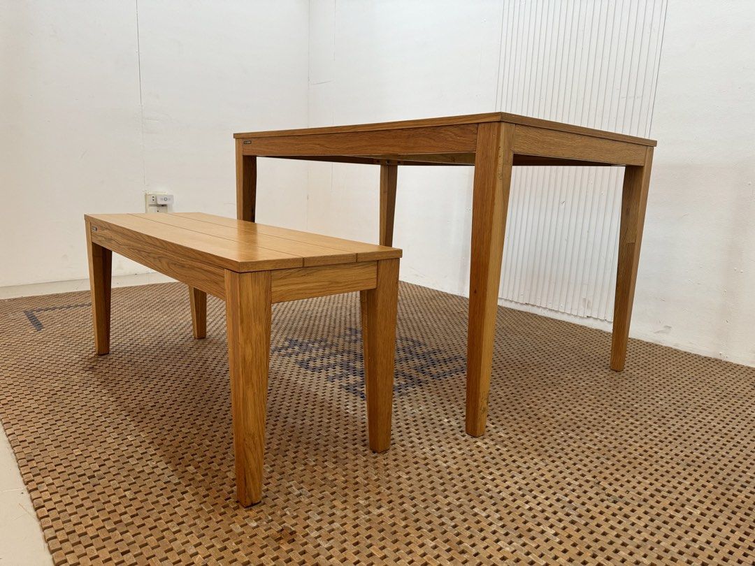 Dining set (Category: Tables & Sets) located in Quezon City. Submitted by matetdevis13 (Listing ID 1433914437, Image 3). Description: Hanssem Interior Brand Table and Bench Set Table: L47 x W31.5 x H29 Bench: L41.5 x W14.5 x H18 In good condition Code JMD34-N119.