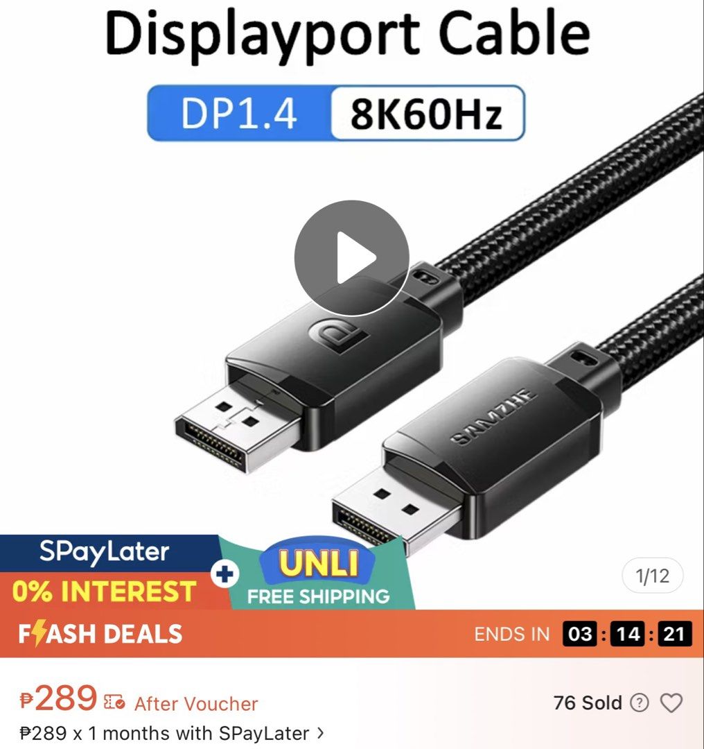 Display Port Adpater (Category: Cables & Adaptors) located in Dasmarinas. Submitted by khaiganda10-28225 (Listing ID 1433911610, Image 2). Description: DisplayPort is a digital interface used to connect a video source, such as a computer, to a display device like a monitor. Developed by the Video Electronics Standards Association, it can also carry digital audio, USB, and other types of data over a single cable. Brand new naka stock nalang bilhin