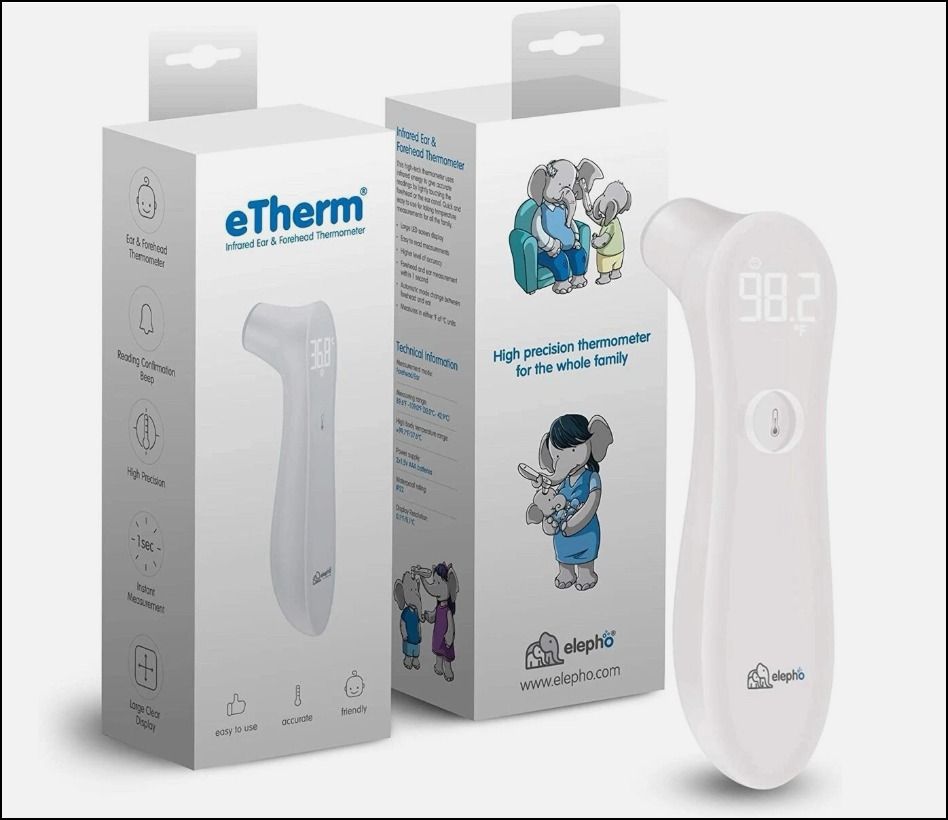 Elepho eTherm Infrared Ear & forehead Thermometer (Category: Thermometers) located in Paranaque City. Submitted by urbangiz_amb (Listing ID 1433893286, Image 1). Description: Elepho eTherm Infrared Ear & Forehead Thermometer Easy, Precise Temperature in ºF/ºC for The Whole Family. Compact, Lightweight. Readings in Seconds. Perfect for All Ages; Babies, Infants & Adults. ACCURATE TEMPERATURE MEASUREMENT Take temperature measurements in just 1 seco