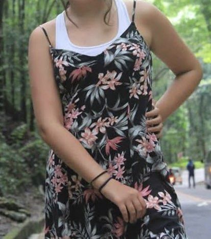 Floral Print Spaghetti Strap Dress (Category: Dresses) located in Manila. Submitted by gigiscreaming (Listing ID 1433943876, Image 2). Description: - Floral print dress with a black base - Features spaghetti straps - Waist cinching illusion - Flowy, knee-length silhouette - Made of lightweight fabric - Ideal for warm weather - Can be dressed up or down.