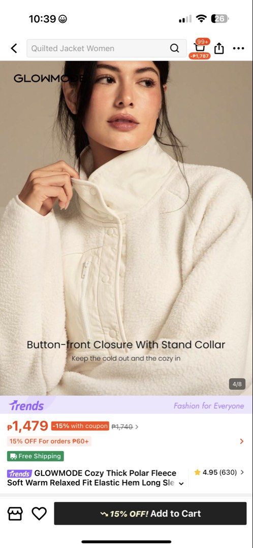 GLOWMODE Cozy Thick Polar Fleece Jacket (Category: Coats, Jackets and Outerwear) located in Manila. Submitted by kaia_studios (Listing ID 1433932419, Image 1). Description: - GLOWMODE Polar Fleece Jacket - Like new, worn once - Bought in Glowmode (Shein) for Php 1600.00 - Creamy white color - Stand collar and button-front closure - Made of thick, super soft polar fleece - Relaxed fit for comfort - Includes chest pocket and side pockets - Perfect 