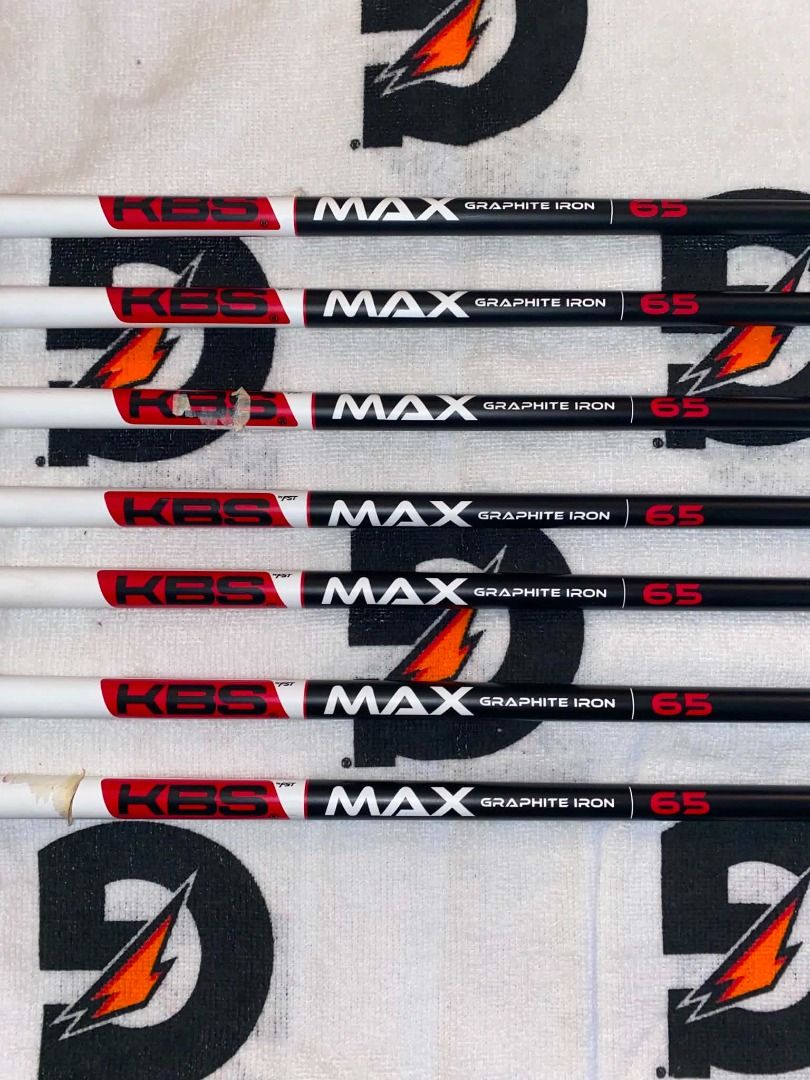 KBS Max Graphite 65g Regular Flex Iron shafts only (4i-PW) (Category: Golf) located in Manila. Submitted by snoo-pee (Listing ID 1433894743, Image 1). Description: Tip diameter - 0.37 (Parallel) KBS Max Graphite Iron shaft set 4i-PW 65 grams, regular flex Two shafts have no grip Used only few times, too light for me Meet up location flexible, message me and we decide agreement.
