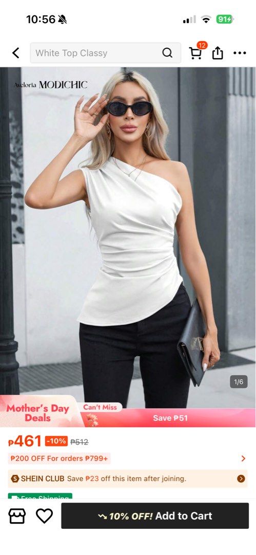 Modichic White One Shoulder Top (Category: Sleeveless) located in Capas. Submitted by secondsbya_ (Listing ID 1433935015, Image 1). Description: - Modichic white one-shoulder top - Elegant asymmetrical design - Features flattering ruching details - Made from a smooth fabric - Versatile for various occasions - Pairs well with black pants or skirts.