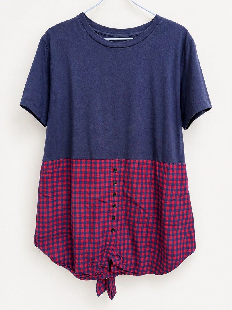 Navy Blue and Red Checkered T-shirt (Category: Tshirts & Polo Shirts ) located in Manila. Submitted by thefameshop (Listing ID 1433891932, Image 1). Description: Casual One-Piece Dress (M-XL) ✨ One-piece dress (hindi hiwalay) ✨ Comfy cotton top + checkered bottom ✨ tie (cute fit) ✨ Perfect for casual wear / errands ✨ Good condition 📏 Fits M-XL 📍 Meet-up: SM Sta. Mesa 🚚 Delivery: Lalamove / Grab (buyer shoulders fee) ❌ No return / exchange 💰 P