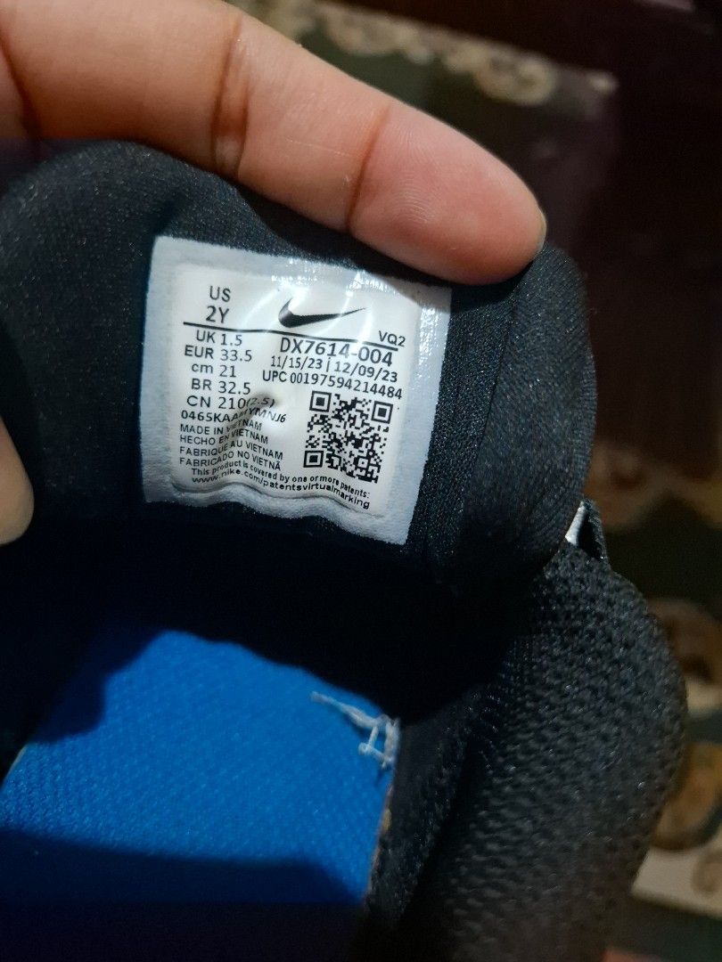 Nike Star Runner Shoes - Size 2Y (Category: Babies & Kids Fashion) located in Pasay City. Submitted by momshiemags (Listing ID 1433874185, Image 2). Description: - Nike Star Runner shoes - Black and blue design - Size: 2Y - White laces and green accent - Nike logo on side and sole - Sole shows wear - Style code: DX7614-004.