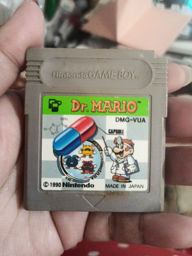 Nintendo Game Boy Dr. Mario Cartridge (Category: Nintendo) located in Naic. Submitted by theprelovedbagstudiobymau (Listing ID 1433974619, Image 1). Description: - Original Nintendo Game Boy cartridge of Dr. Mario - Features the iconic Dr. Mario character and pill design - Made in Japan - Label is intact and readable - A classic game for Game Boy collectors - No case - Sold as-is, no guarantees Payment: Bank transfer/e-wallet, payment first Shipp
