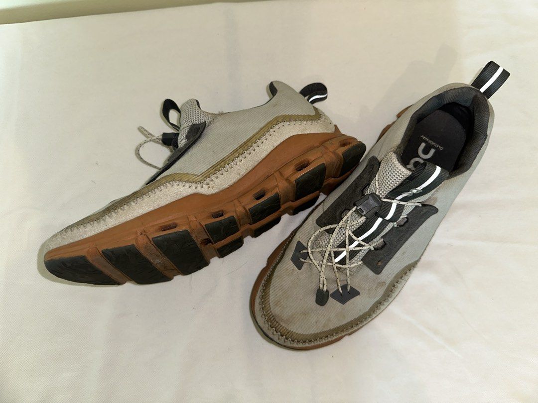 On Cloudnova Shoes - US 9 (Category: Sneakers) located in Taguig. Submitted by fashionhealthpack (Listing ID 1433802188, Image 1). Description: ON RUNNING - On Cloudnova sneakers - Color: Grey and Brown - Size: US 9, UK 8.5, EU 42.5, JP 27 - Features unique sole design - Lace-up closure - On logo on insole and heel - Signs of wear on soles and uppers.