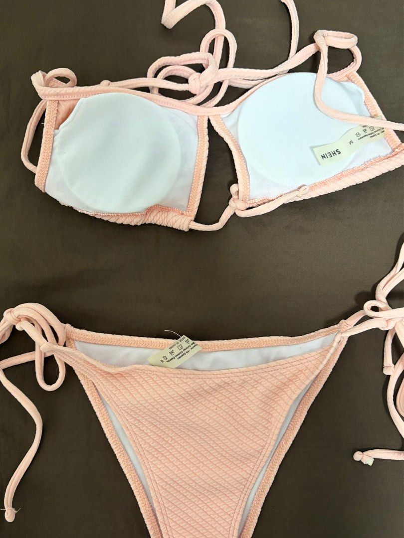 Peach Bikini/ Swimsuit two piece (Category: Bikinis & Swimsuits) located in Antipolo. Submitted by 210user (Listing ID 1433838068, Image 3). Description: READ - used once - color is on the peachy pink side (color may change on the photo bc of the lighting) - size medium but can also fit small (my bust size is 34C, hips 34 in, waist 25-26in) • no return and refund • payment first policy message me for inquiries! payment: gcash location: antipolo o