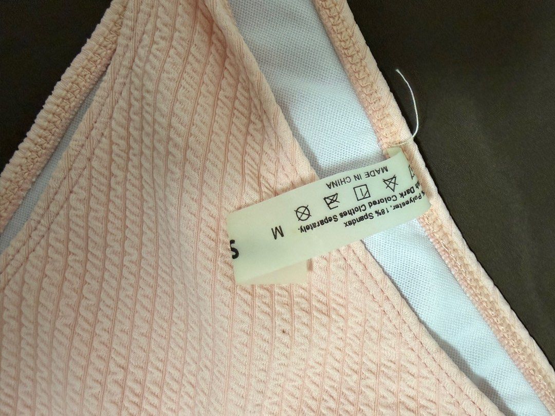 Peach Bikini/ Swimsuit two piece (Category: Bikinis & Swimsuits) located in Antipolo. Submitted by 210user (Listing ID 1433838068, Image 2). Description: READ - used once - color is on the peachy pink side (color may change on the photo bc of the lighting) - size medium but can also fit small (my bust size is 34C, hips 34 in, waist 25-26in) • no return and refund • payment first policy message me for inquiries! payment: gcash location: antipolo o