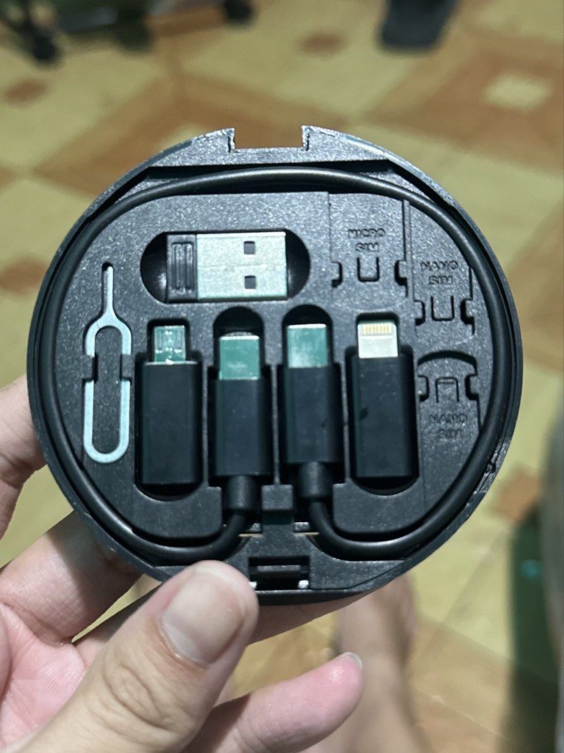 Portable Charging Cable Set (Category: Chargers & Cables) located in Angeles City. Submitted by clmsnw01 (Listing ID 1433947007, Image 1). Description: - Includes USB to Micro USB, USB to USB-C, and USB to Lightning charging cables. - Comes with a SIM card ejector tool. - Compact and portable design. - Ideal for travel and everyday use. - Convenient solution for charging multiple devices. - Negotiable if sure buyer.