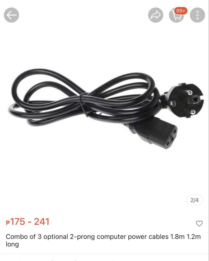 power cables (Category: Cables & Adaptors) located in Dasmarinas. Submitted by khaiganda10-28225 (Listing ID 1433905420, Image 2). Description: almost new never been used sale sale.