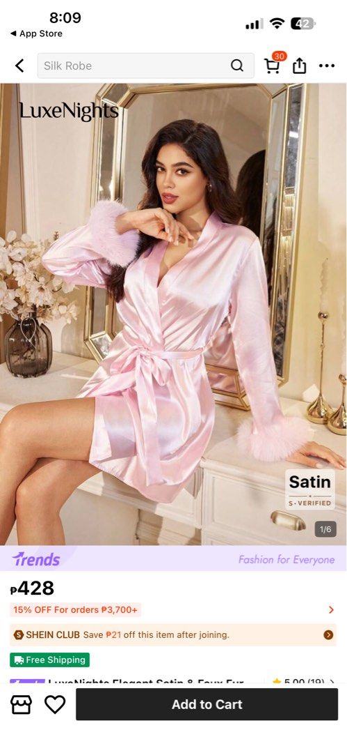 satin pink fur robe (Category: Dresses) located in Manila. Submitted by cvntlab (Listing ID 1433843572, Image 1). Description: Used once for a shoot no issue Size Large on tag but fits small- medium as seen on photo actual photo posted Dm jnt for delivery.