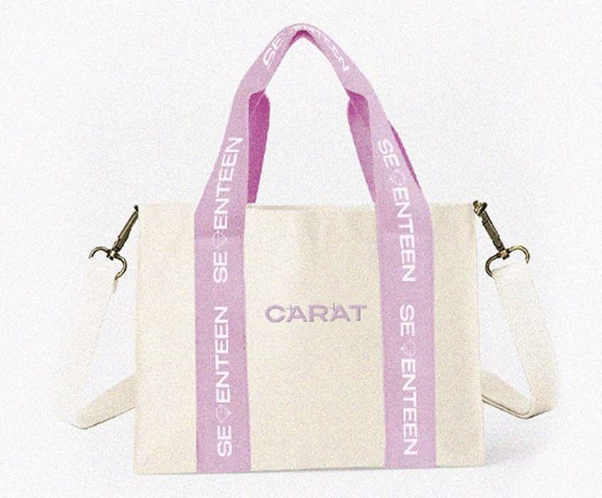 Seventeen Carat Tote Bag (Category: Tote Bags) located in Manila. Submitted by slma_ (Listing ID 1433947919, Image 1). Description: fan made, bought this from @/serenitystoreph on X. never been used. check this vid for ref: https://x.com/simplespringsgo/status/1981923345223590353?s=46.