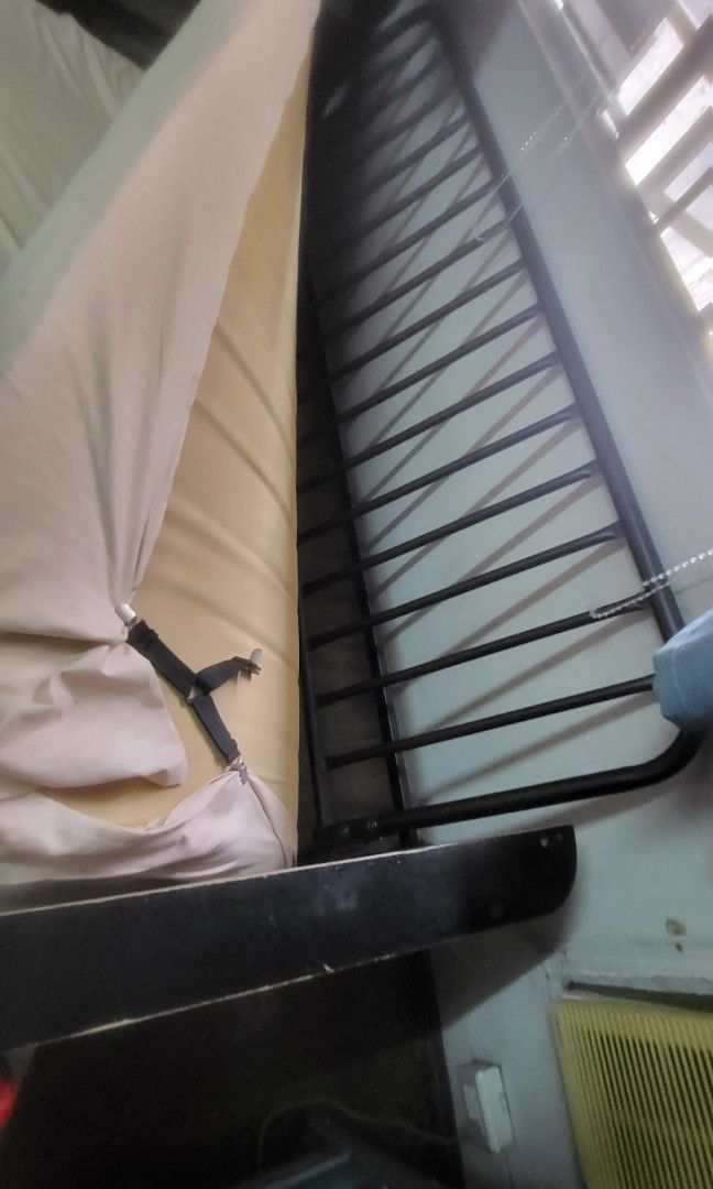 SOFA BED Uratex Fullsize standard length (Category: Sofas) located in Quezon City. Submitted by abby.leo (Listing ID 1433820509, Image 3). Description: Metal frame, no rust, easily convertible sofa bed. 4ft x 7ft size as sofa. Fullsize bed when laid flat. Wood arm has scratches, but otherwise all good. 3" uratex foam, with 2 free zippered sofa covers included. Price: slightly negotiable 😊 RFS: Our room needs more closet space. And we rarely need