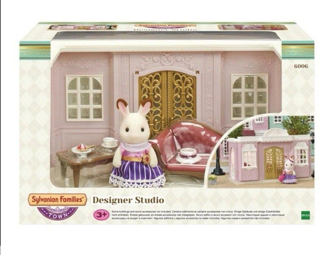 Sylvanian Families Chocolate Rabbit Family (Category: Figurines & Statues) located in Mandaluyong City. Submitted by ilovemyshop (Listing ID 1433843345, Image 3). Description: - Each figure features unique outfits. - Adorable rabbit characters with brown-tipped ears. ❤️ Dolls are in good condition. Chocolate Rabbit mother and father are wearing their original home outfit. Stella the adult sister is sporting her original work clothes for Designer 