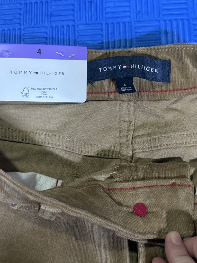 Tommy Hilfiger Corduroy Pants Size 4 (Category: Jeans) located in Muntinlupa City. Submitted by avampaya (Listing ID 1433894777, Image 3). Description: - Tommy Hilfiger corduroy pants - Color: Brown - Size: 4 - Style: Straight leg - Details: Button closure, Tommy Hilfiger logo on back and front pockets .