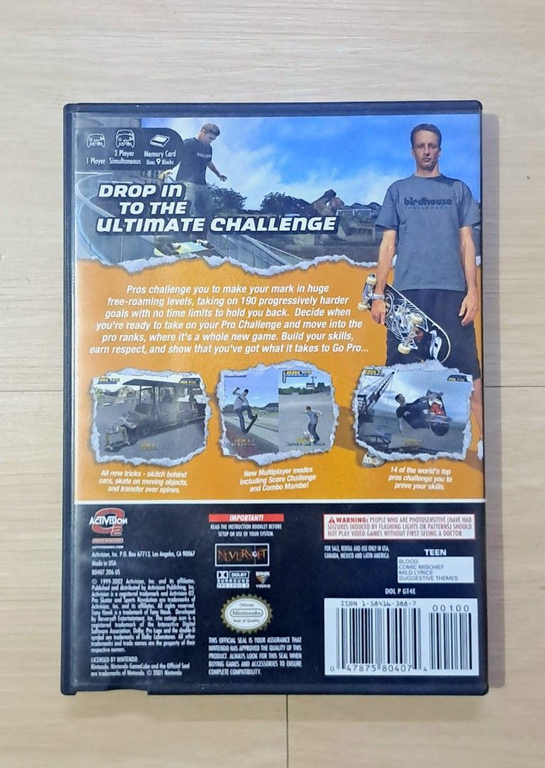 TONY HAWK'S PROSKATER 4 NINTENDO GAME CUBE CD (Category: Nintendo) located in Muntinlupa City. Submitted by echo.066 (Listing ID 1433826007, Image 3). Description: FOR SALE NINTENDO GAME CUBE CD 1200 PHP TONY HAWK'S PROSKATER 4 MINT CONDITION AVAILABLE FOR DELIVERY VIA LALAMOVE AVAILABLE FOR SHIPPING VIA J&T EXPRESS CHECK MY PROFILE FOR MORE PERSONAL COLLECTIONS MUSIC / VIDEO / GAMES MODE OF PAYMENT : BANK / GCASH / MAYA MUNTINLUPA CITY LOCATION.