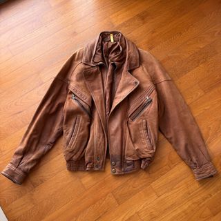Vintage Schott Suede Leather NYC 327 Bomber Jacket, Men's Fashion