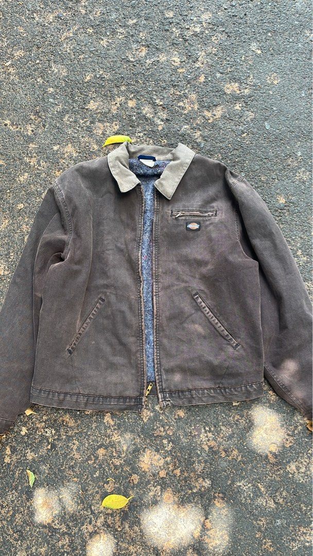 Vintage Dickies Brown Detroit Jacket (Category: Coats, Jackets and Outerwear) located in Quezon City. Submitted by robertandolini (Listing ID 1433909111, Image 1). Description: - Vintage Dickies brown detroit jacket - Corduroy collar - Zip-up front - Two front pockets and a chest pocket - Quilted lining - Dickies logo on chest pocket - Well-worn condition 26/27 .