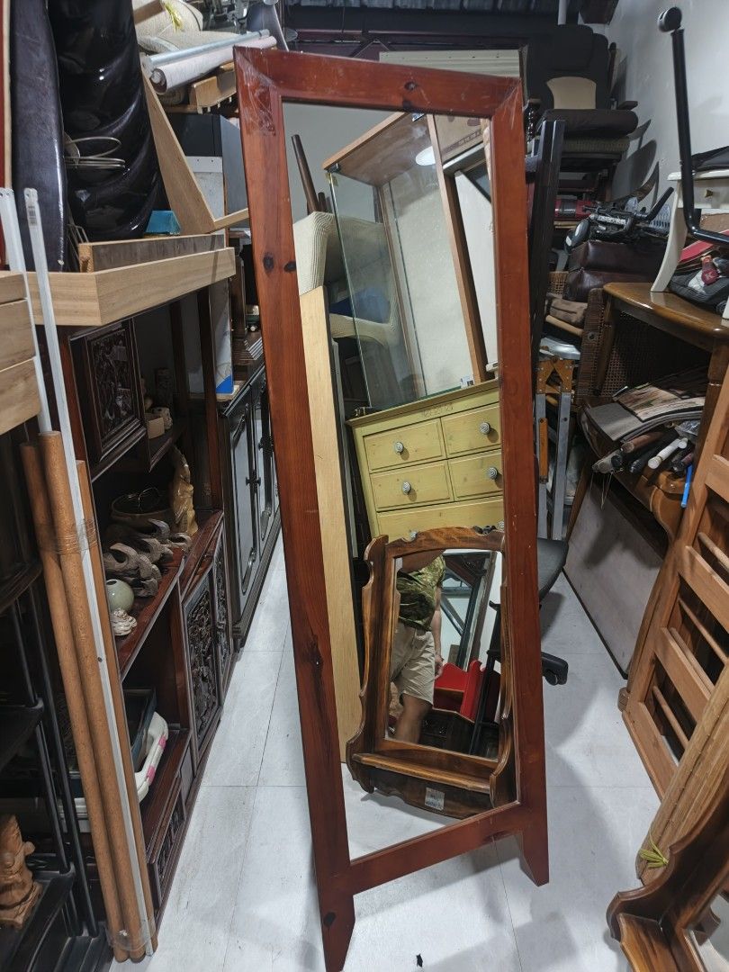 Wooden Framed Full Length Mirror (Category: Mirrors) located in Valenzuela. Submitted by mariteskendra012917 (Listing ID 1433841697, Image 3). Description: - Full-length mirror - Dark brown wooden frame - Wooden stand included - Dimensions: Approximately 164cm (height) x 54cm (length) - Ideal for bedroom or dressing area.