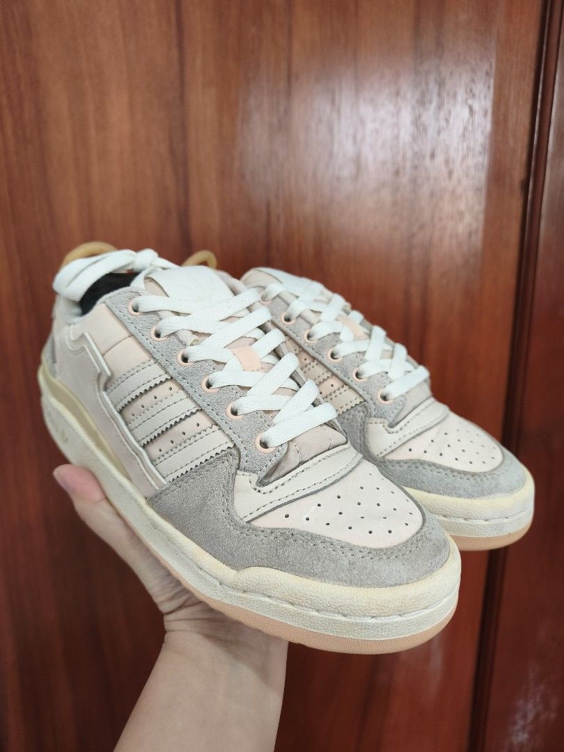Adidas Sneakers (Category: Sneakers) located in Batac City. Submitted by cletzdeclutter (Listing ID 1434075201, Image 1). Description: - Adidas Forum Low sneakers - Color: Cream white, grey and pink - Features the iconic three stripes - Size: US 6, UK 4.5, FR 37.5, JP 230, CHN 230 - Light brown soles - Perforated toe box and padded collar - yellowish stains due to storage Refer to photos for the item's condition Please manage expectations when bu