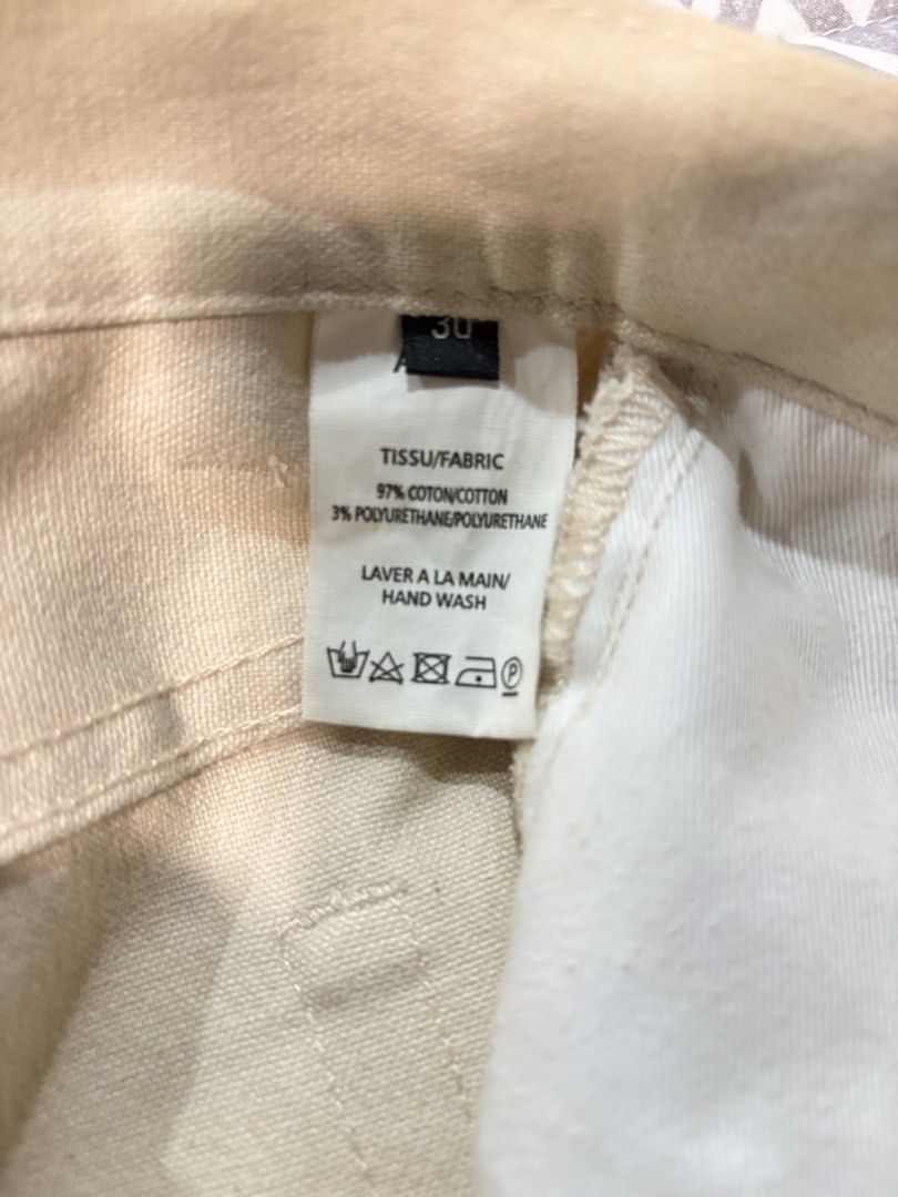 A.P.C. Kanye Jeans - Size 30 (Category: Jeans) located in Marikina City. Submitted by surity99 (Listing ID 1434052669, Image 3). Description: - A.P.C. Kanye Jeans - Color: Cream - Size: 30 - Fit: Straight leg - Features: Button fly - Material: Cotton/Polyurethane blend - Care: Hand wash only Waist 15.5 in Rise 12 in Inseam 31 in Hem width 7.1 in.