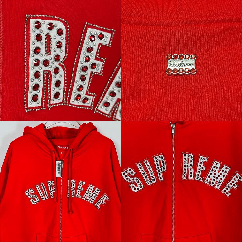 BB SIMON x SUPREME (Category: Coats, Jackets and Outerwear) located in Manila. Submitted by flyshitonly_1109 (Listing ID 1434148269, Image 3). Description: Supreme x B.B. Simon camo hoodie, with rhinestones and metal studs PRE - ORDER .