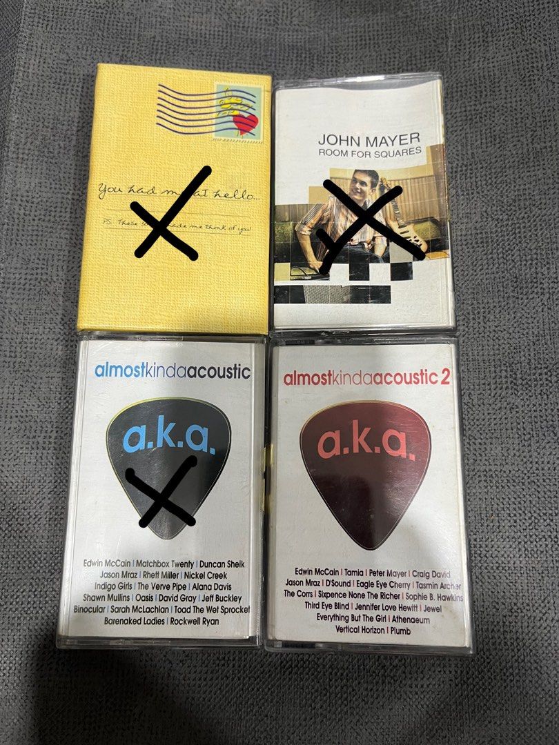 Cassette Tapes (Almost Kinda Acoustic a.k.a. 2) (Category: CDs & DVDs) located in Makati City. Submitted by bwsventures (Listing ID 1296046905, Image 1). Description: P300 each. All original. ❌You Had Me at Hello - SOLD ❌ John Mayer Room for Square - SOLD ❌ Almost Kinda Acoustic (blue) - SOLD ✅ Almost Kinda Acoustic 2 (red) Shipping fee to be paid by buyer. .